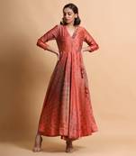 Salmon Burfee Print Wrap Dress With Belt Bag