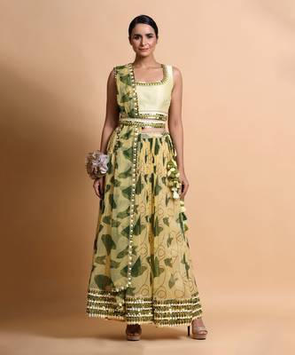 Yellow Paan Sutra Print Skirt Set 1
