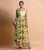 Yellow Paan Sutra Print Skirt Set