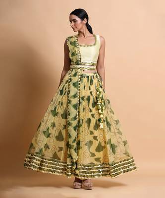 Yellow Paan Sutra Print Skirt Set 2