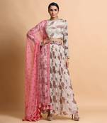 Fawn Paan Sutra Printed Skirt Set