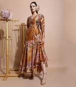 Mustard Leheriya Print Angrakha Style Dress