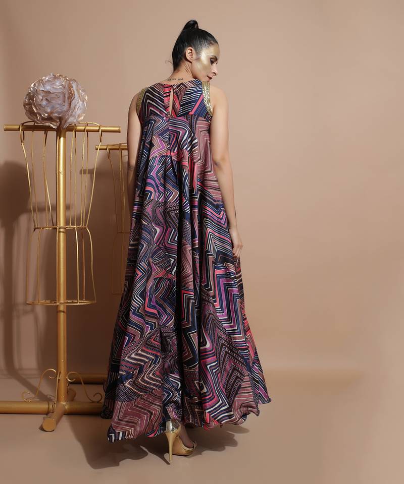 Navy Blue Leheriya Print Pant Set