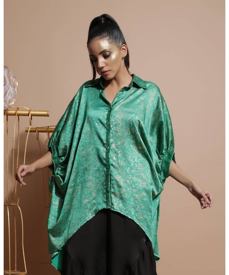 Green Splash Shift Shirt Tunic 