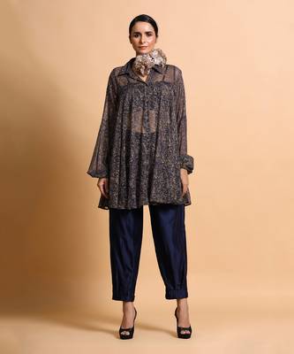 Navy Splash Bias Shirt Tunic Set 1
