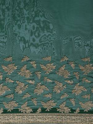 Green embroidered art silk saree with blouse 5