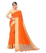 Orange woven satin saree with blouse