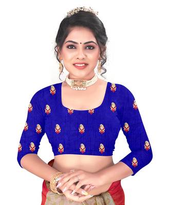 Pink embroidered satin saree with blouse 3