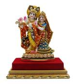 ESVAR STONECRAFT MDF Material Platform with Poly Resin Sculpture of Radha Krishna