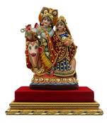 ESVAR STONECRAFT MDF Material Platform with Poly Resin Sculpture of Radha Krishna