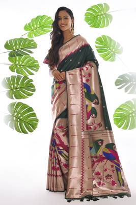 Yellow woven pure chanderi saree with blouse 1