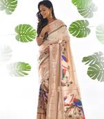 Teal green woven paithani silk saree with blouse