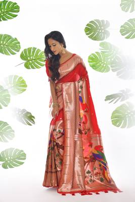Green printed organza saree with blouse 1