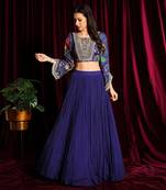 Purple Angel Sleeves Blouse With Skirt