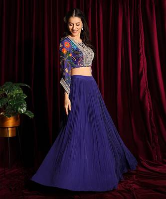Purple Angel Sleeves Blouse With Skirt 3