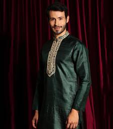 Bottle Green Cotton Silk Kurta Chudidar set