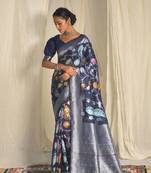 Yellow woven south silk saree with blouse