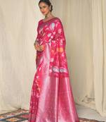 Grey woven linen saree with blouse