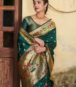 Peach woven linen saree with blouse