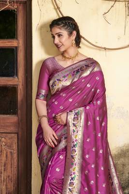 Yellow woven linen saree with blouse 2