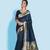 Blue woven tussar silk saree with blouse