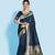 Blue woven tussar silk saree with blouse