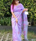 Wine woven tussar silk saree with blouse