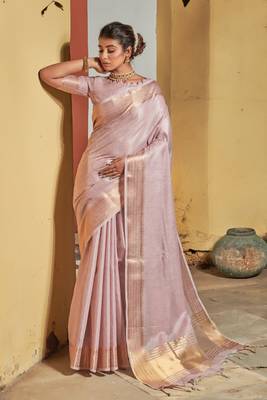 Blue woven banarasi silk saree with blouse 1