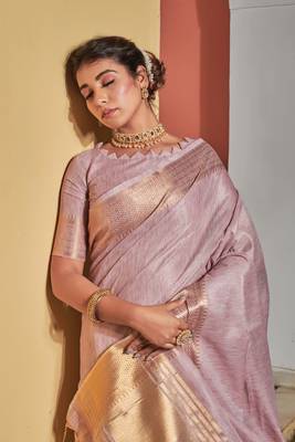 Blue woven banarasi silk saree with blouse 3