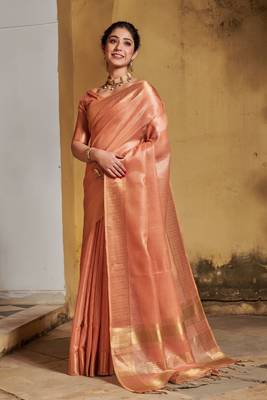 Wine woven tussar silk saree with blouse 2