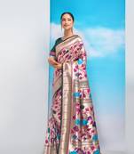 Black printed tussar silk saree with blouse