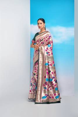 Black printed tussar silk saree with blouse 2
