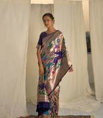 Red woven paithani silk saree with blouse