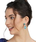 Rhodium Finish Diamond Studded Drop Earrings