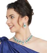 Rhodium Finish Diamonte Necklace Set