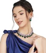 Rhodium Finish Diamonte Necklace Set