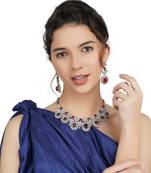 Rhodium Finish Diamonte Necklace Set