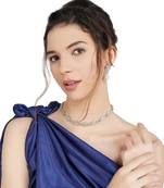 Rhodium Finish Diamonte Necklace Set