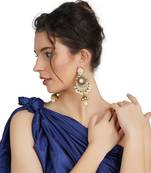 Gold Plated Kundan Chandbali Earrings With Jhumka