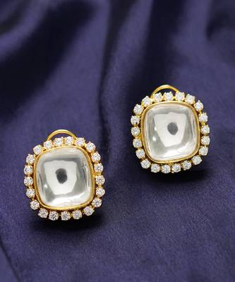 Gold Plated Kundan Stud Earrings 2