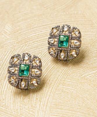 Victorian Finish Kundan Studded Earrings 2