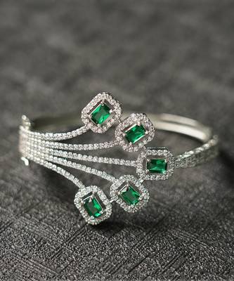 Rhodium Finish Diamond Studded Bracelet 2