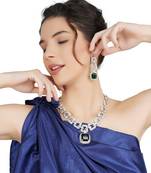 Rhodium Finish Diamonte Necklace Set