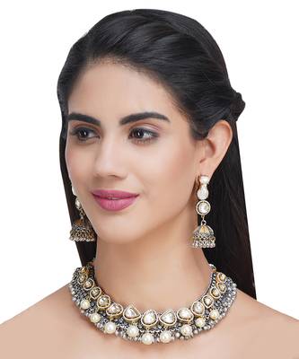 Gold Plated Kundan Necklace Set 1