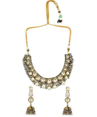 Gold Plated Kundan Necklace Set 3