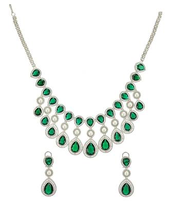 Rhodium Finish Diamond Necklace Set 3