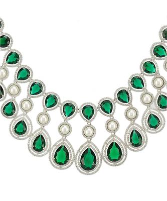 Rhodium Finish Diamond Necklace Set 4