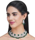 Rhodium Finish Diamond Necklace Set