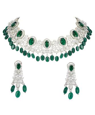 Rhodium Finish Diamond Necklace Set 3