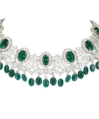 Rhodium Finish Diamond Necklace Set 4